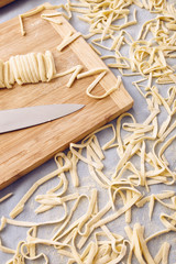 Fototapeta na wymiar Handmade fettuccine pasta