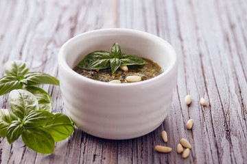 Pesto genovese with basil and pine nut