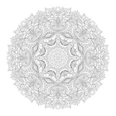 Vector Beautiful Deco Monochrome Contour Mandala