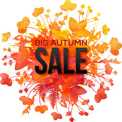 Orange foliage splash Big Autumn Sale vector banner