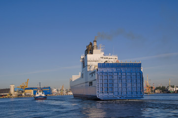 CARGO SHIP ENTERING  PORT OF GDYNIA