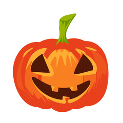 Vector isolated pumpkin. Halloween design, emotion, laughing, smiling, scary, evil, winking smile. Jack lantern for website, flier, invitation card, stickers