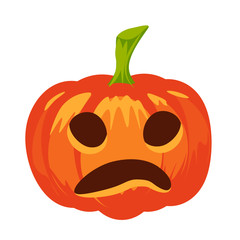 Vector isolated pumpkin. Halloween design, emotion, sad, scary, surprised smile. Jack lantern for website, flier, invitation card, sticker