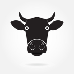 Cow head or face icon. Agriculture and farming concept. Vector illustration.