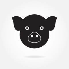 Pig head or face icon. Agriculture and farming concept. Vector illustration.