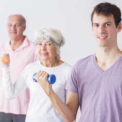Fototapeta premium Exercising with seniors