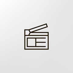 Clapperboard icon vector, clip art. Also useful as logo, web UI element, symbol, graphic image, silhouette and illustration.