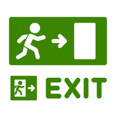 Green Emergency Exit Sign Set on White Background. Vector