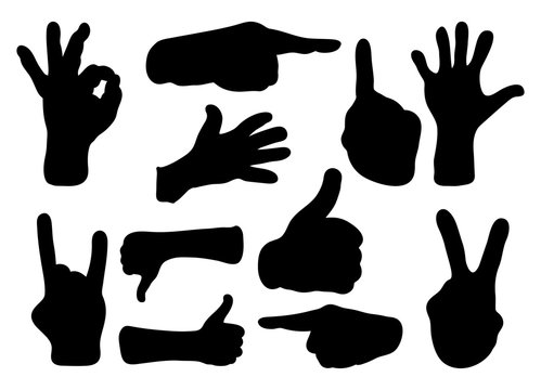hand gesture silhouette vector symbol icon design.
