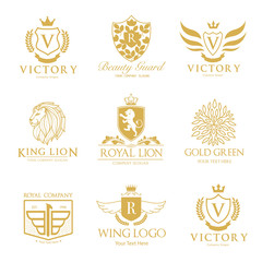 Luxury hotel logo collection, victory logo, crest logo set