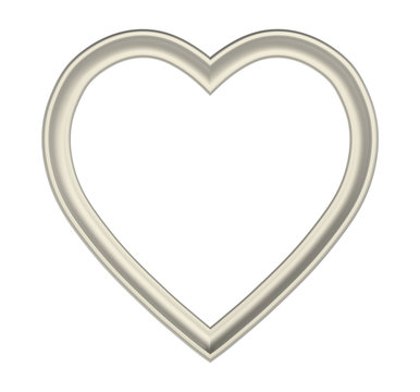 Titanium heart picture frame isolated on white. 3D illustration.