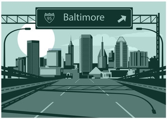Baltimore skyline - obrazy, fototapety, plakaty