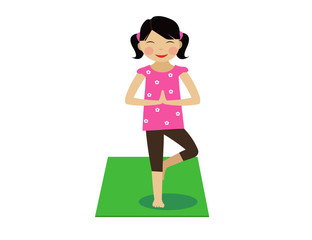 Yoga kids. Gymnastics for children and healthy lifestyle. Vector illustration.