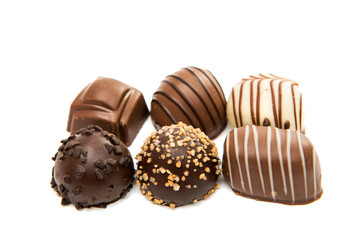 Belgian chocolate candies isolated