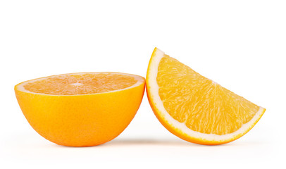 Two Slices of Orange Isolated on White Background