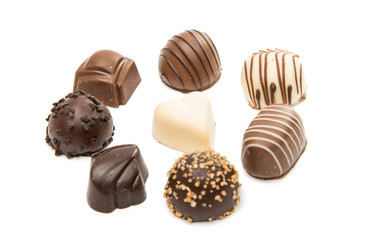Belgian chocolate candies isolated
