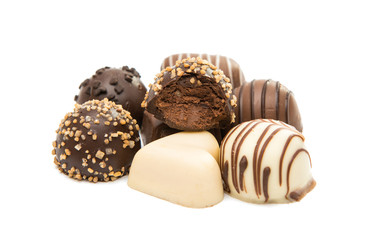 Belgian chocolate candies isolated