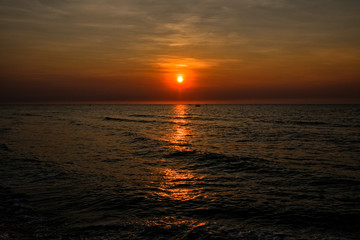 Sea at Dawn with Fishing Boats
