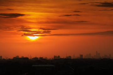 Sunset at city of Bangkok,Thailand