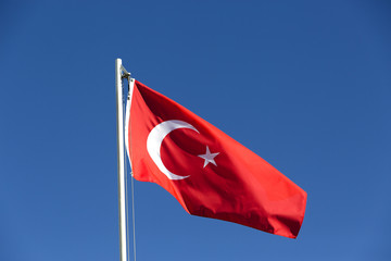 National flag of Turkey on a flagpole
