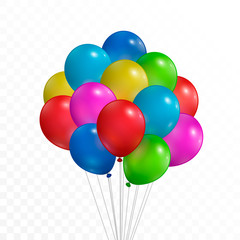Colorful balloons. Isolated on white transparent background. Vector illustration, eps 10.