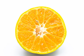 half orange fruit on white background fresh and juicy