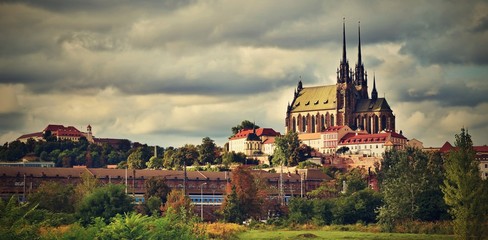 The icons of the Brno city's ancient churches, castles Spilberk. Czech Republic- Europe. HDR -...