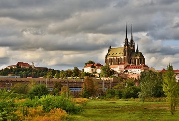 The icons of the Brno city's ancient churches, castles Spilberk. Czech Republic- Europe. HDR - photo. - obrazy, fototapety, plakaty