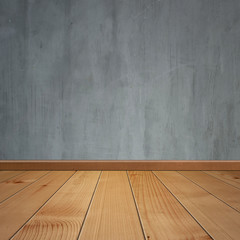 empty interior. wooden floor and concrete wall