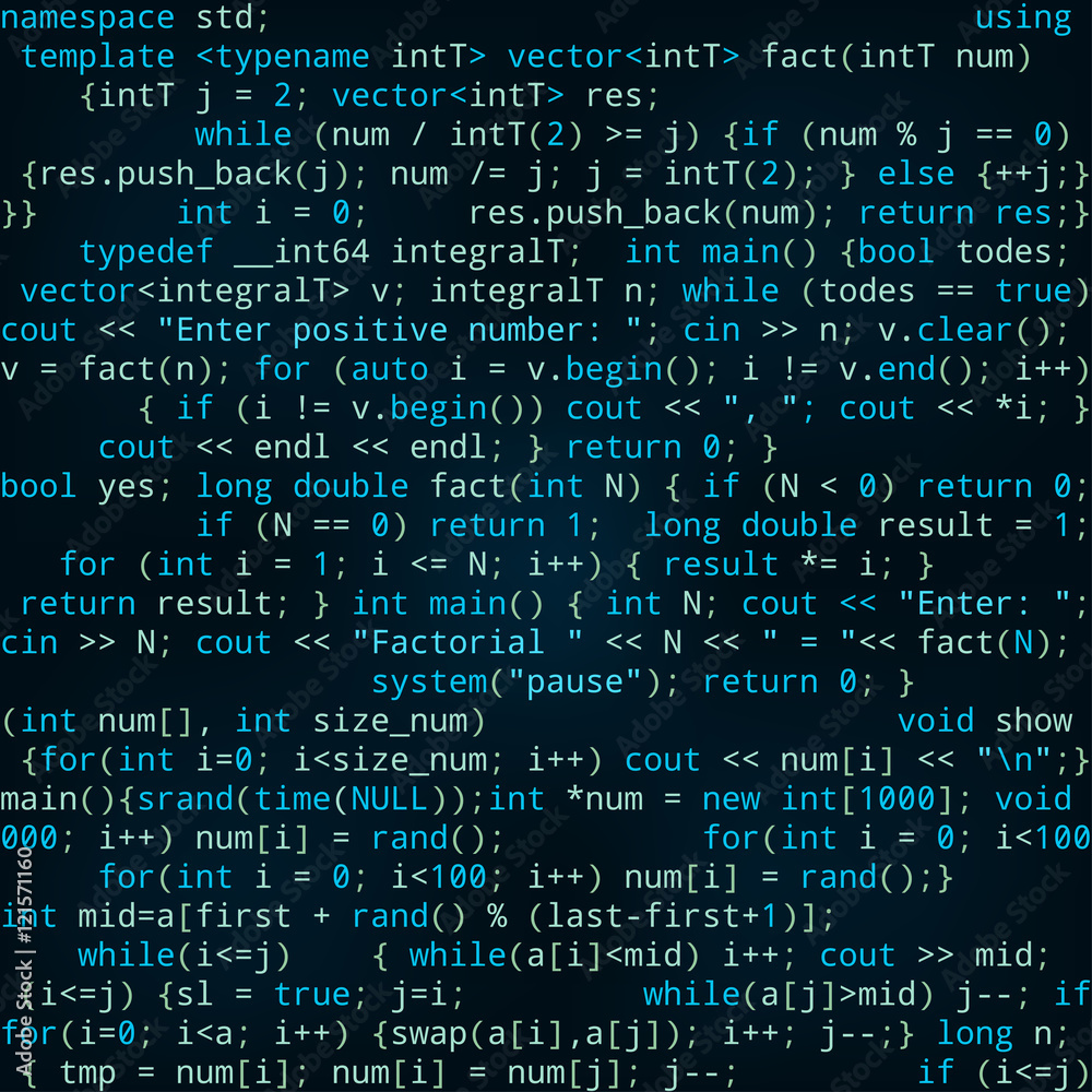 Fototapete seamless dark blue pattern with program code