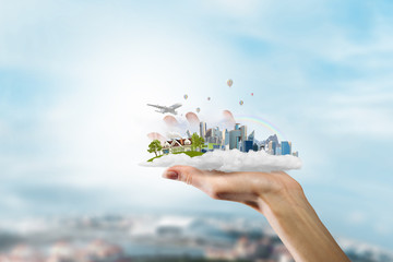 Model of eco life . Mixed media