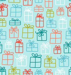 Seamless vector pattern with various gift boxes