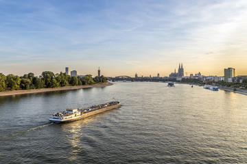Naklejka premium skyline of Cologne with river Rhine