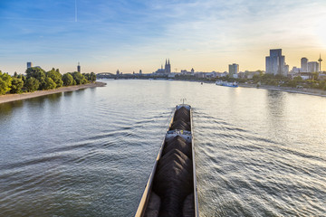 Naklejka premium skyline of Cologne with river Rhine