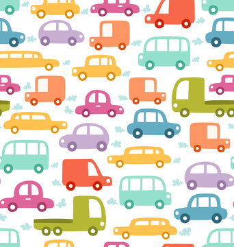 Cartoon cars seamless pattern