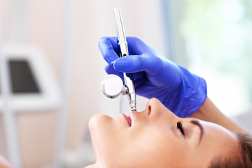 Lip enlargement in beauty salon