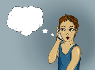 Surprised a little boy talking on the phone. He opened his mouth