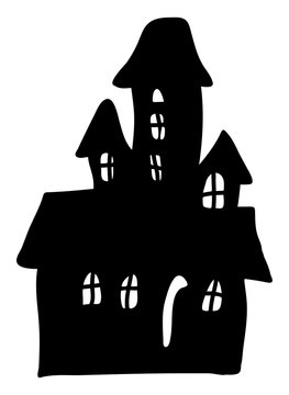halloween creepy scary hounted house, vector symbol icon design.