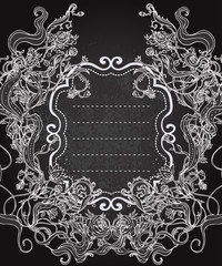 Vector illustration of floral design on blackboard