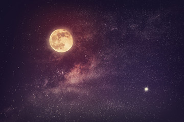 Fototapeta na wymiar Moon and stars