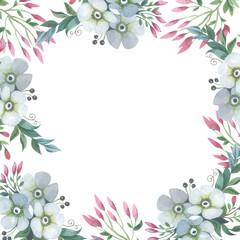 Wildflower lily flower frame in a watercolor style isolated. Full name of the plant: lily, lilium, lotus, water lily. Aquarelle flower could be used for background, texture, pattern, frame or border.