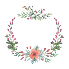 Wildflower lily flower wreath in a watercolor style isolated. Full name of the plant: lily, lilium, lotus, water lily. Aquarelle flower could be used for background, texture, pattern, frame or border.