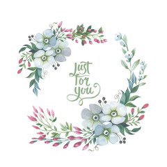 Wildflower lily flower wreath in a watercolor style isolated. Full name of the plant: lily, lilium, lotus, water lily. Aquarelle flower could be used for background, texture, pattern, frame or border.