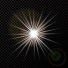 The outbreak of a new star. Glare and rays on a gradient background in a cage.