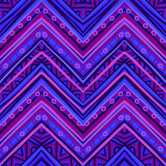 Ethnic zigzag pattern in retro colors, seamless vector backgroun