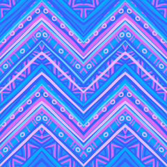 Ethnic zigzag pattern in retro colors, seamless vector backgroun