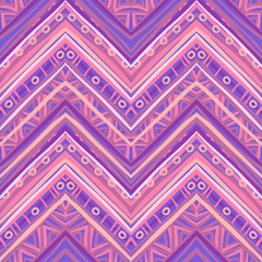 Ethnic zigzag pattern in retro colors, seamless vector backgroun