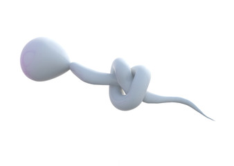 sperm with a knot on it, the sterility concept - obrazy, fototapety, plakaty