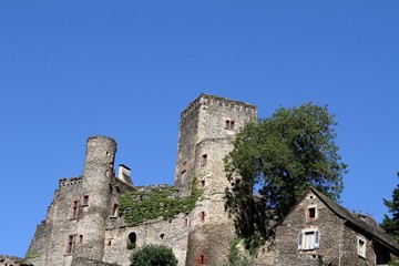 Fototapeta na wymiar Village et château de Belcastel,plus beau village de France en Aveyron