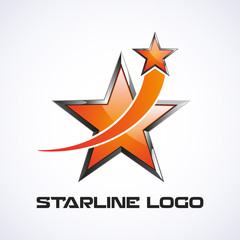 Star logo, crossed star, company logo, yellow star, vector illustration